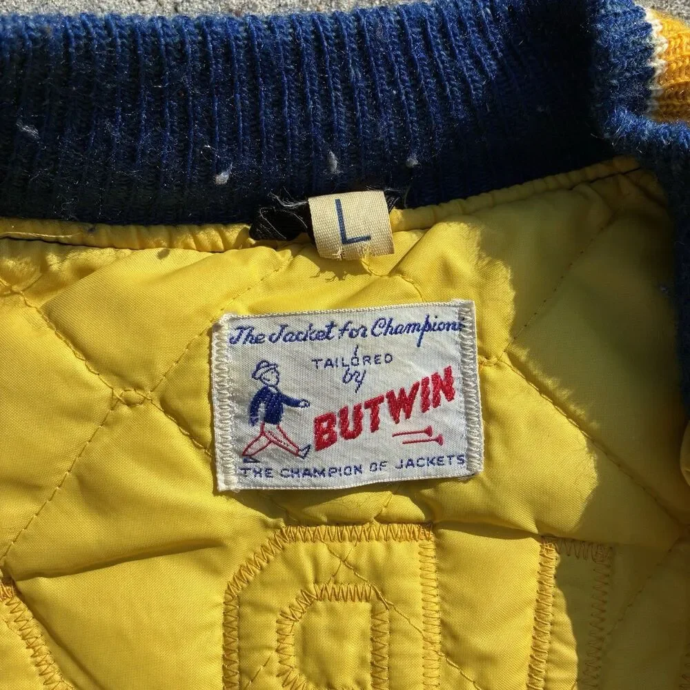 Vintage 1960s Butwin Faribault Boksprings Rugby Club Bomber Varsity Jacket Large